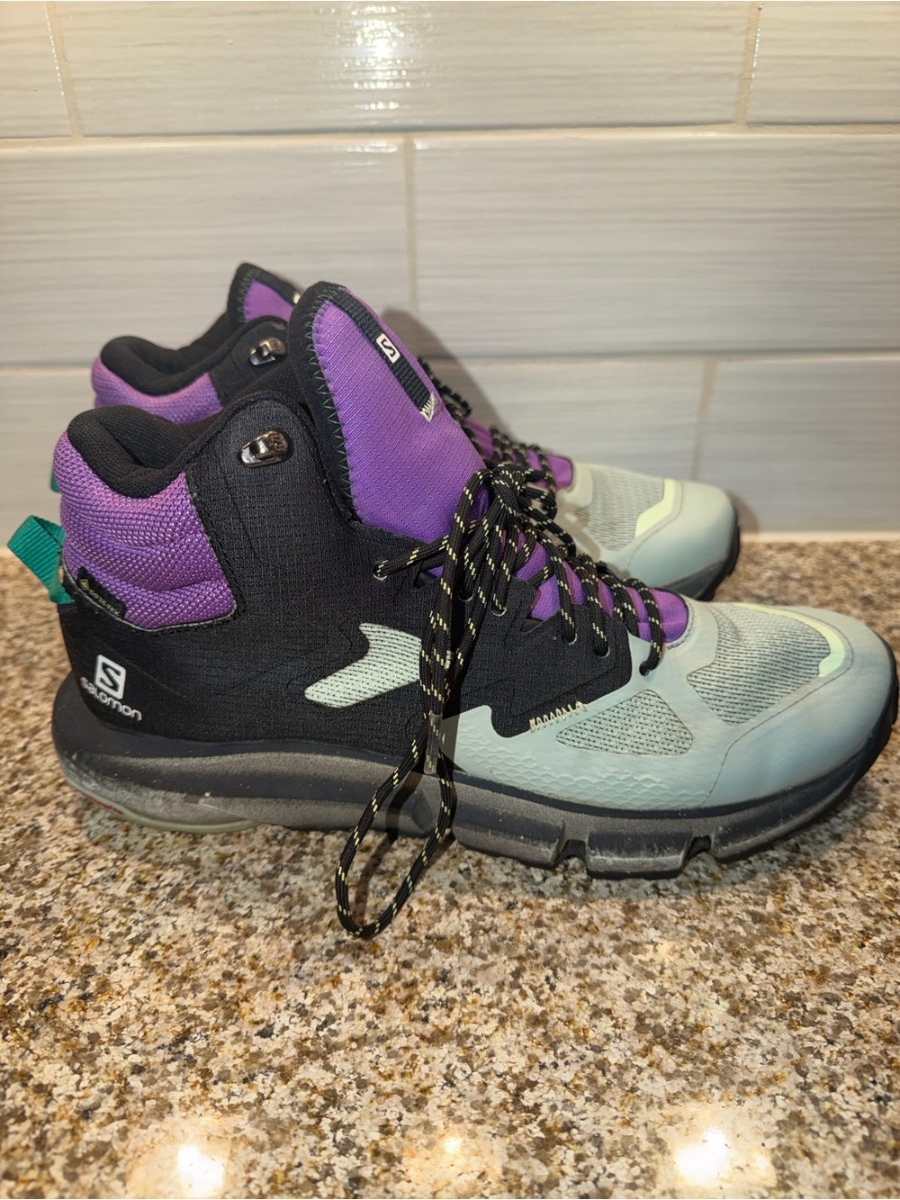 Salomon Women's Lace-Up Hiking Boots in Purple and Teal
